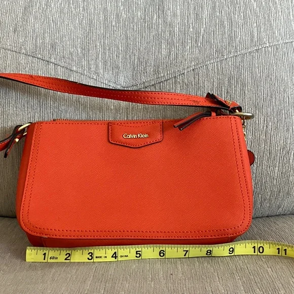 Calvin Klein Vibrant Orange Saffiano Shoulder Bag - Picture 5 of 17